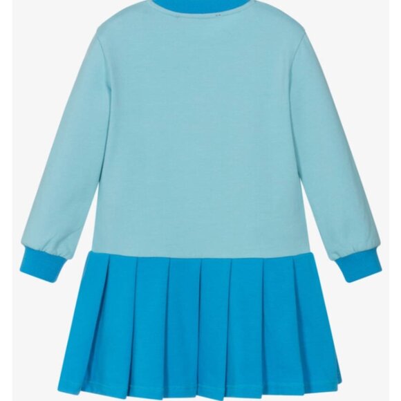 Agatha Ruiz de la Prada Girls Blue Cotton Jersey Dress with Pleated Skirt - Picture 2 of 3